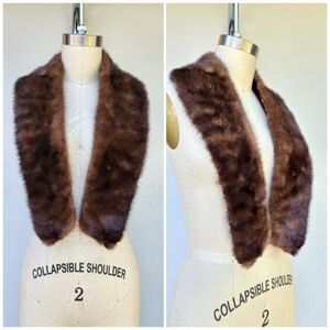 Vintage Dark Brown Mink Fur Collar - Mid Century Fur Long Collar